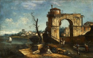 Capriccio View with triumphal Arch and Fountain